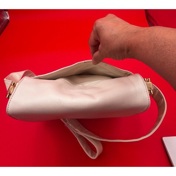 Worthington Crossbody Shoulder Bag Ivory Leather Trim Dual Zip Compartments - Picture 11 of 16